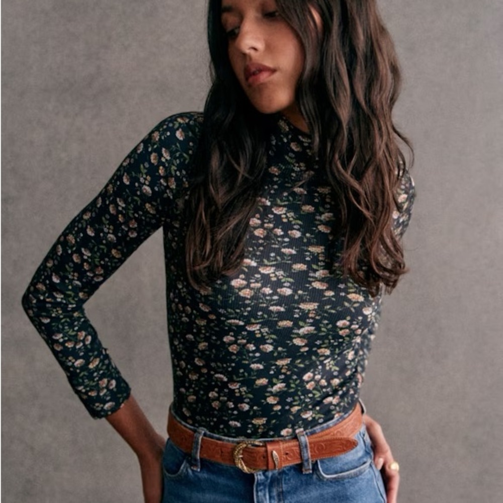 Sezane Felix Jumper - Navy Miranda Floral Print - Small